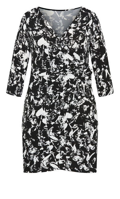 Deanna Wrap Print Dress - black