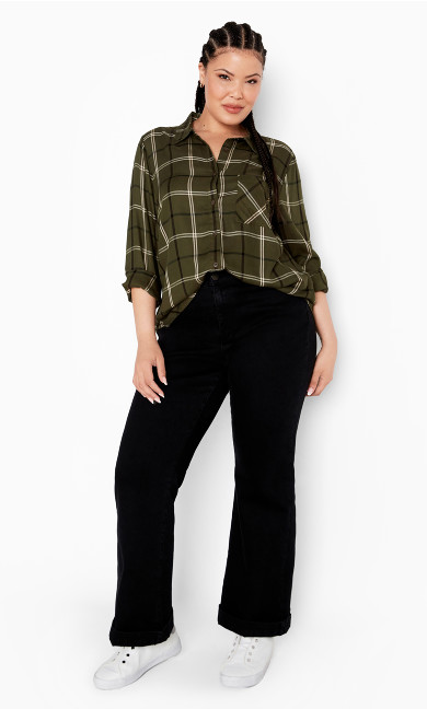 Kylee Check Shirt - khaki