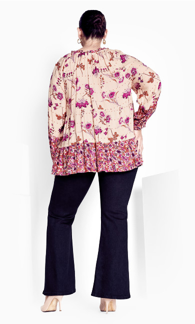 Imari Empire Waist Spliced Top - sherbet