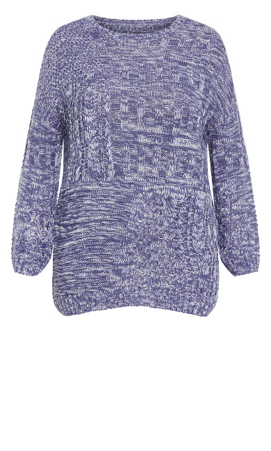 Charli  Drop Shoulder Cable Sweater - blue riviera