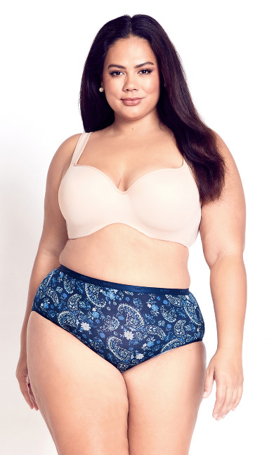 Plus Size Modern Print 3 Pack Brief - blue paisley