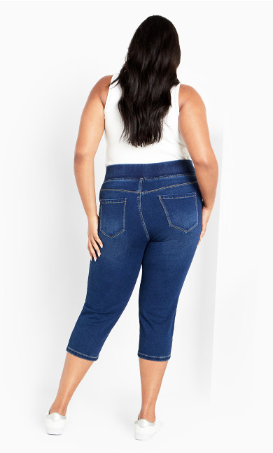 Pull On Cropped Denim Legging - mid wash
