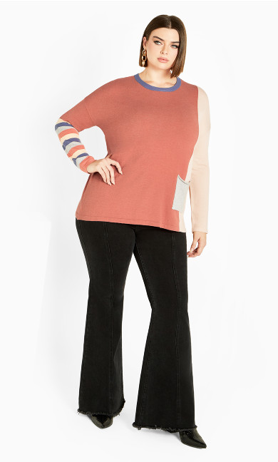 Luna Pocket Knit Sweater - peach