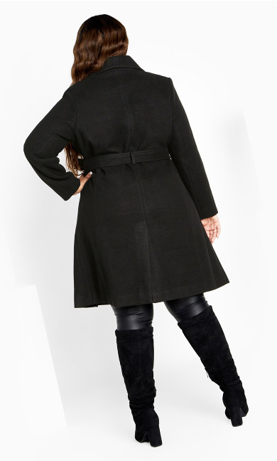 Isla Wrap Waist Tie Coat - black