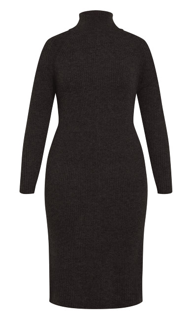 Callie High Neck Sweater Dress - black