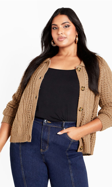 Plus Size Olivia Cardigan - Fawn