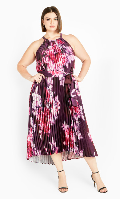 Demi Pleat Dress - blurred floral