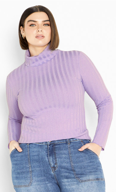 Evie Roll Neck Top - lilac