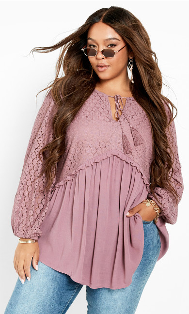 Hazel Lace Tunic - dusty lilac