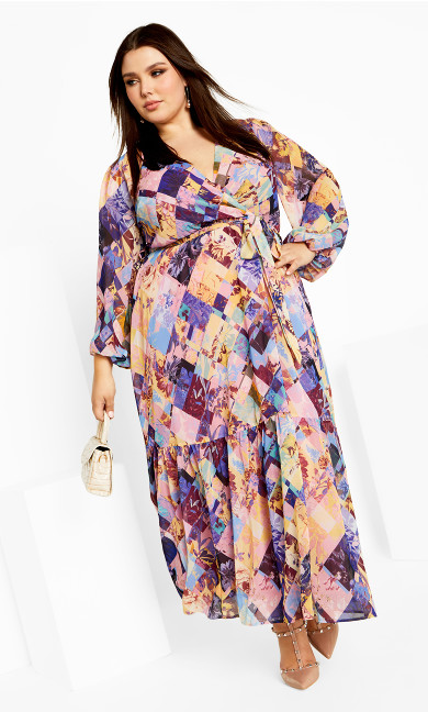 Women's Plus Size Charlie Print Maxi Dress - quilted blooms