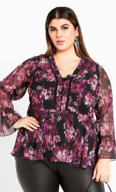 Women's Plus Size Chaya Print Top - blurredbud