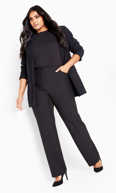 Women's Plus Size Cool Hand Trouser Wide Leg Black - Tall