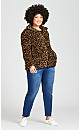 Plus Size Leopard Faux Fur Jacket - leopard