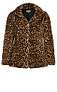 Plus Size Leopard Faux Fur Jacket - leopard