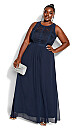 Paneled Bodice Maxi Dress - navy