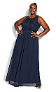 Paneled Bodice Maxi Dress - navy