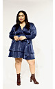 Twisted Ruffle Dress - navy