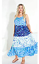 3 Tier Print Dress - blue