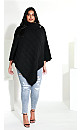 Aria Button Poncho - black