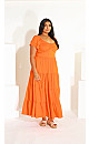 Ariella Flutter Sleeves Tier Maxi Dress - tangerine