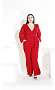 Sheer Sleeve Jumpsuit - cherry