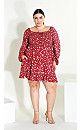 Lia Print Dress - beet red