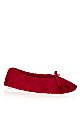 Plus Size Wide Fit Bow Opening Ballet Style Burgundy Red Slippers