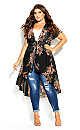 Plus Size Gypsy Floral Jacket - black 