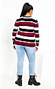 70's Stripe Jumper - berry