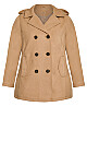 Plus Size Faux Wool Peacoat - camel