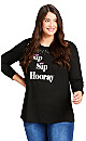 Plus Size Sip Sip Top - black