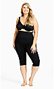 Plus Size Seamless Hi Waist Capri - black