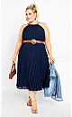 HALTER PLEAT DRESS NAVY