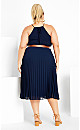 HALTER PLEAT DRESS NAVY