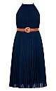 HALTER PLEAT DRESS NAVY