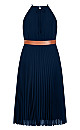 HALTER PLEAT DRESS NAVY