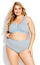 Plus Size Stripe Cotton Brief - blue