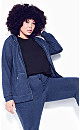 Plus Size Plain Hacci Jacket - navy