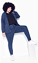 Plus Size Plain Hacci Jacket - navy