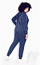 Plus Size Plain Hacci Jacket - navy