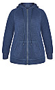 Plus Size Plain Hacci Jacket - navy