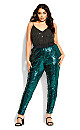 Sequin Party Pant - emerald
