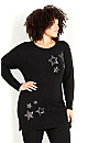 Sequin Star Sweater - black