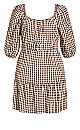 Cute Gingham Dress - cocoa