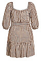 Cute Gingham Dress - cocoa