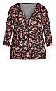 Plus Size Status Print Top - black