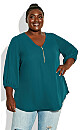 Meila Zip Plain Top - emerald