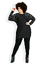 Animal Sleeve Sweater - black