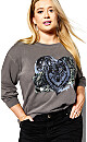 Plus Size Sadie Graphic Sweat Top - gray