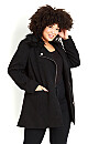 Faux Fur Collar Coat - black